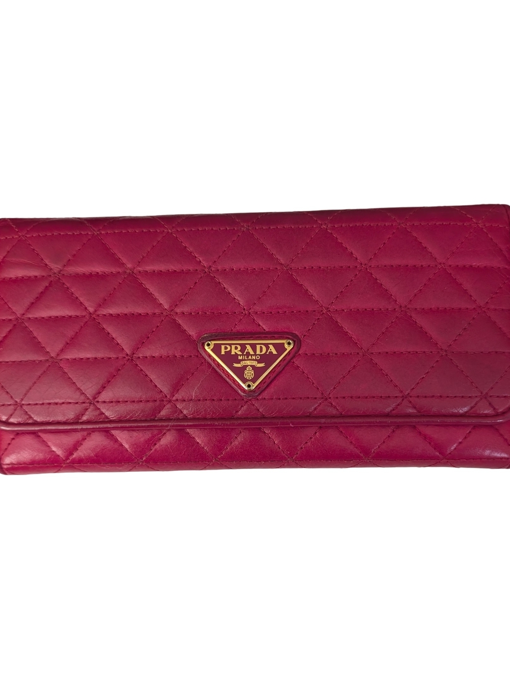 Prada Quilted Long Wallet Quilted Saffiano Leather Clutch Purse Shoulder Bag